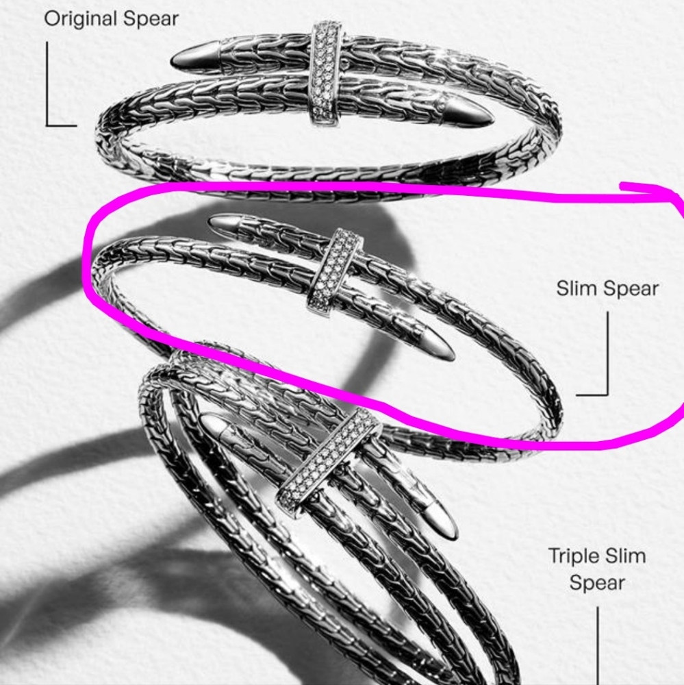 John Hardy Slim Spear Flex Cuff, Sterling Silver, Diamonds, 4MM - Picture 12 of 14